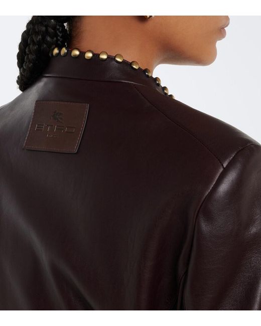 Etro Black Studded Leather Jacket
