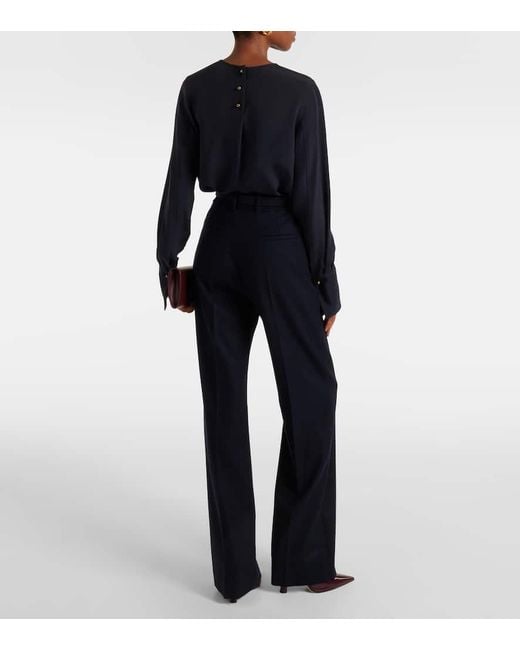 Loro Piana Edward Wool And Cashmere Wide-Leg Pants in Blue | Lyst