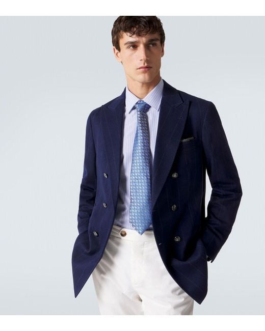 Charvet Blue Silk Jacquard Tie for men