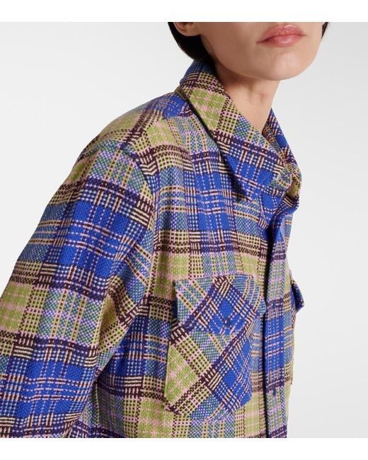 God's True Cashmere Blue Tartan Cashmere Shirt