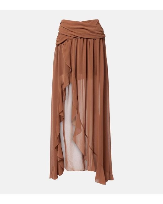 JACQUES WEI Brown Draped Asymmetric Maxi Skirt