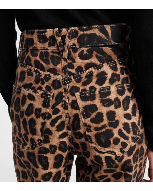 Veronica Beard Brown Leopard-Print High-Rise Wide-Leg Pants