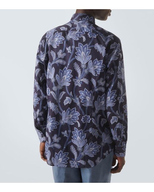 Camisa de popelin de algodon con paisley Etro de hombre de color Blue