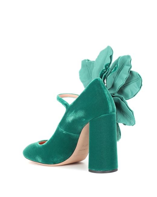 green velvet mary janes