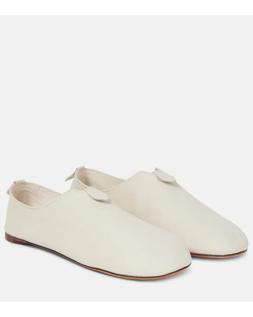Loro Piana White Slip-Ons Floaty aus Leder
