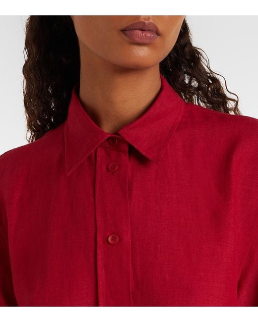 Eres Red Mignonette Oversized Linen Shirt