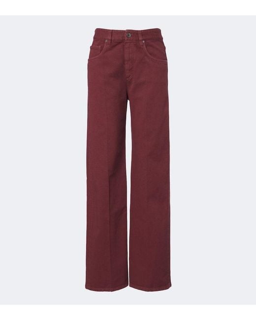 Brunello Cucinelli Red Monili Mid-Rise Straight Jeans
