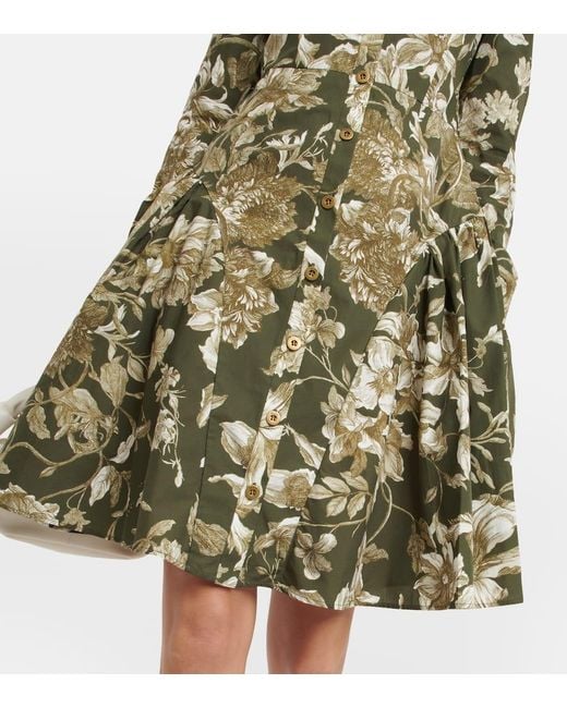 Erdem Green Apolonia Cotton Shirt Dress