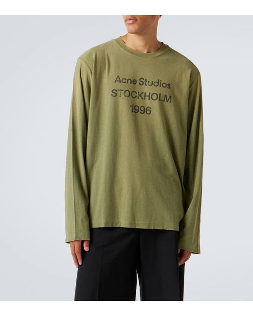 Camiseta De Algodon Y Jersey Con Logo Acne de hombre de color Green