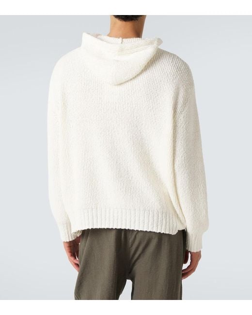 Commas White Knitted Cotton Hoodie for men