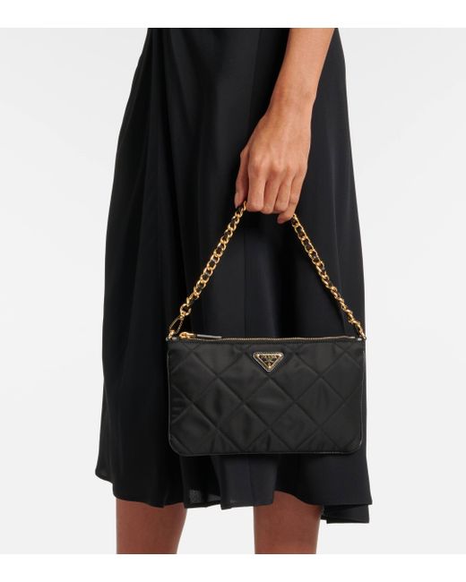 Prada leather trimmed shoulder bag 2025
