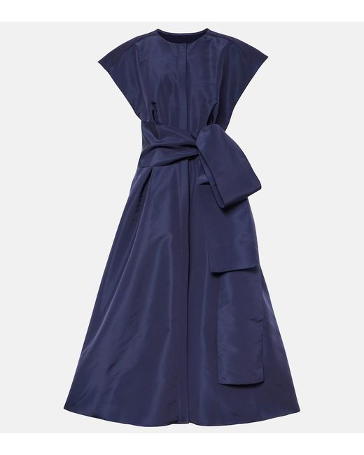 Carolina Herrera Blue Bow-Detail Silk Midi Dress