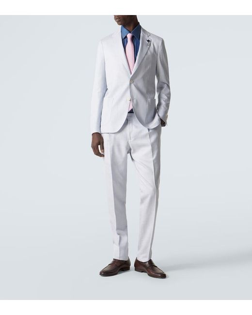 Lardini Blue Wool, Silk And Linen Suit for men