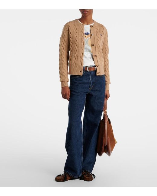 Polo Ralph Lauren Natural Cable-Knit Wool And Cashmere Cardigan