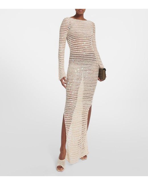 AYA MUSE White Sequined Maxi Dress
