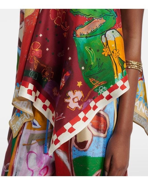 ALÉMAIS Red X Mlak Printed Silk Twill Top