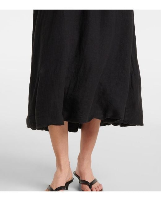 Velvet Black Rachelle Linen Midi Skirt