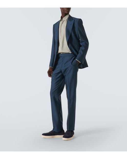George Cleverley Blue Joey Ii Suede Penny Loafers for men