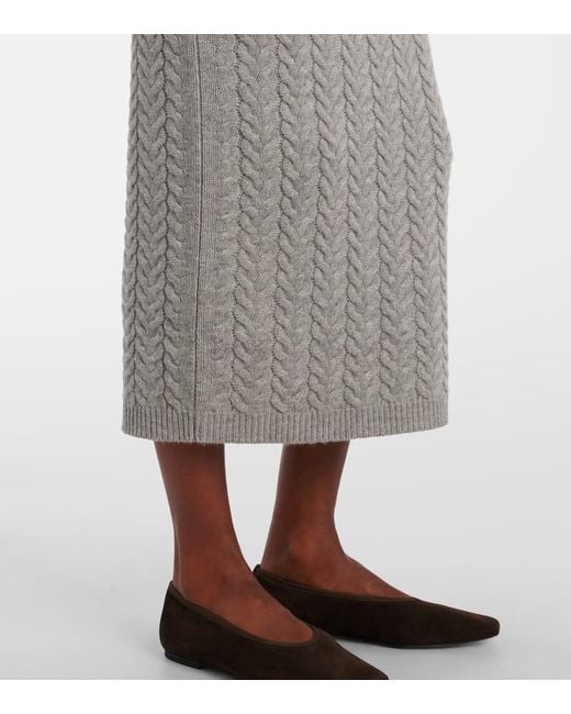 Max Mara Gray Cable-Knit Wool And Cashmere Pencil Skirt