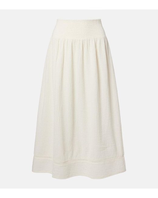 Velvet White Mazie Cotton Gauze Midi Skirt