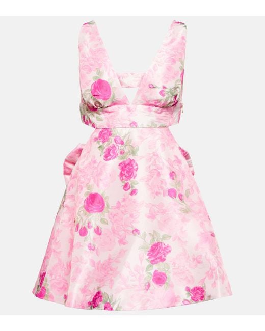 LoveShackFancy Pink Till Cutout Floral Minidress