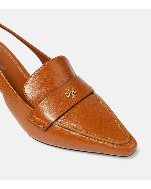 Tory Burch Brown Leather Slingback Pumps