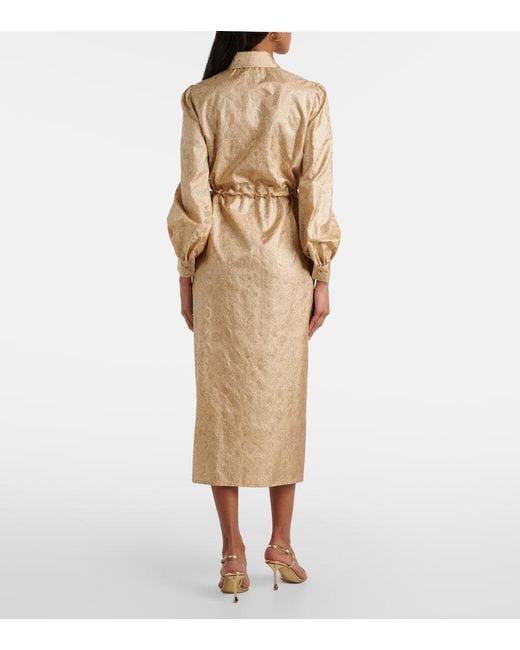 Max Mara Natural Maxikleid Ape Aus Seiden-Twill
