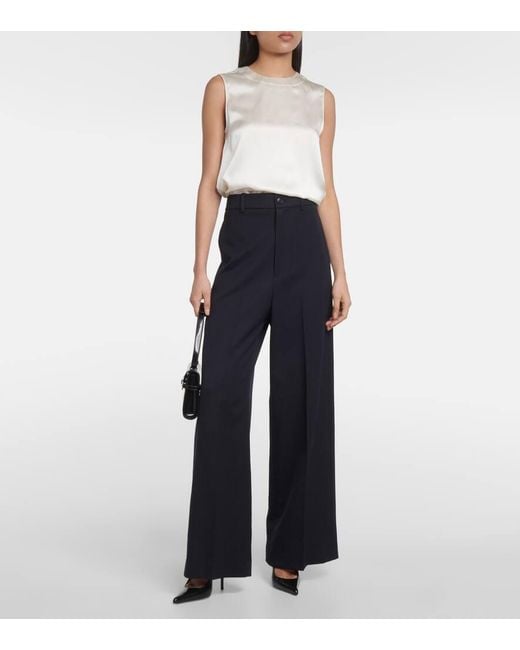 Nili Lotan Blue Weite Hose Johan Aus Schurwolle