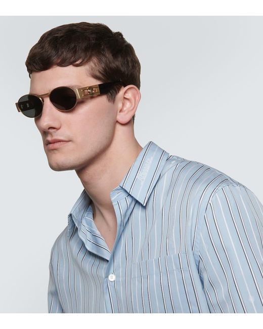Versace Gray Oval Sunglasses for men