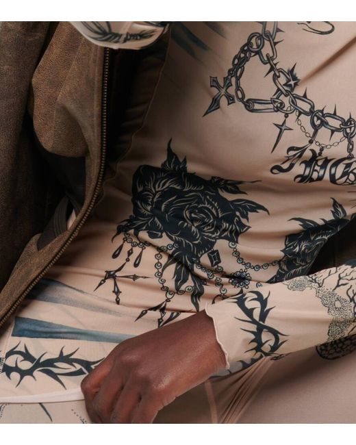 Jean Paul Gaultier Natural X Knwls Printed Mesh Top