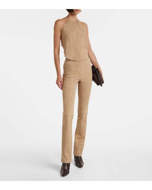 Stouls Natural Jp Long Suede Flared Pants
