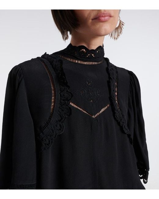 Top Frany Con Bordado Ingles Isabel Marant de color Black