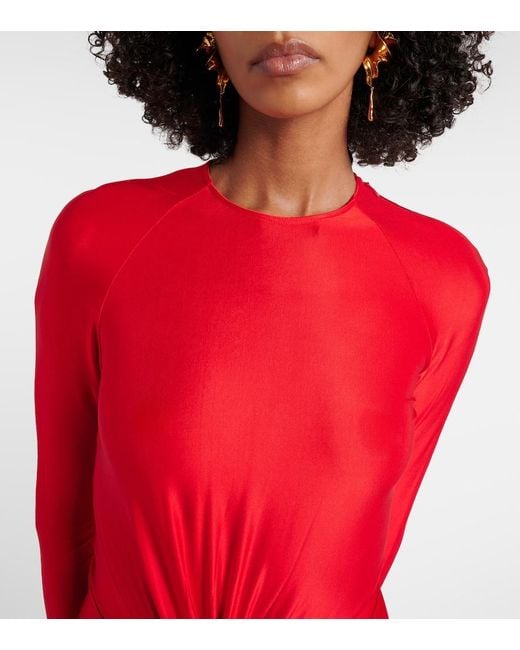 Victoria Beckham Gathered Jersey Maxi Dress