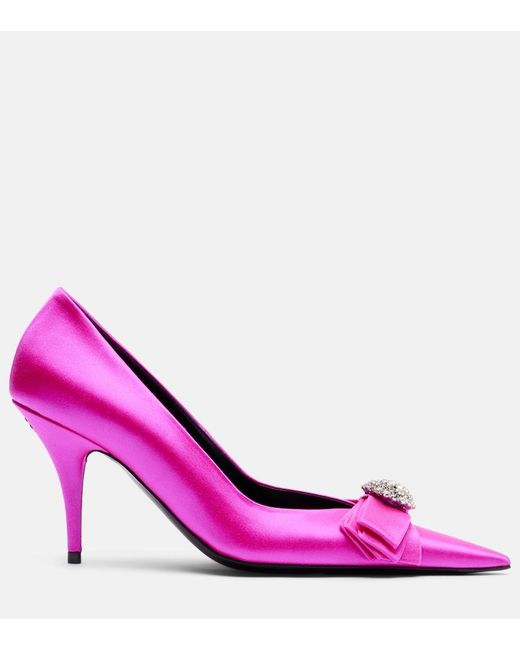 Balenciaga Pink Avenue Palazzo 90 Embellished Satin Pumps