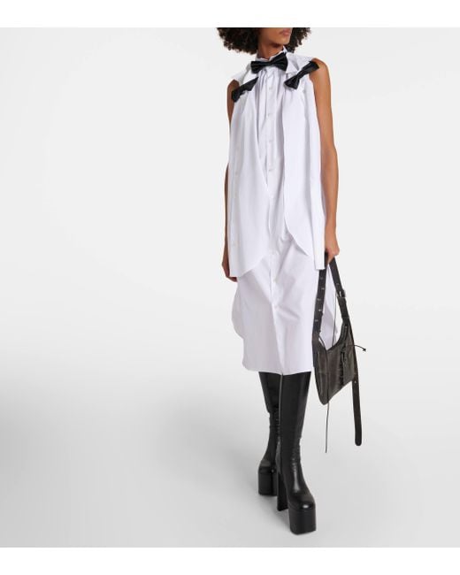 Robe midi en coton Noir Kei Ninomiya en coloris White