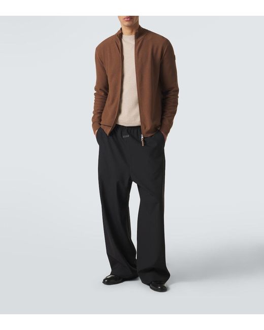 Moncler Brown Cotton Zip-Up Sweater for men