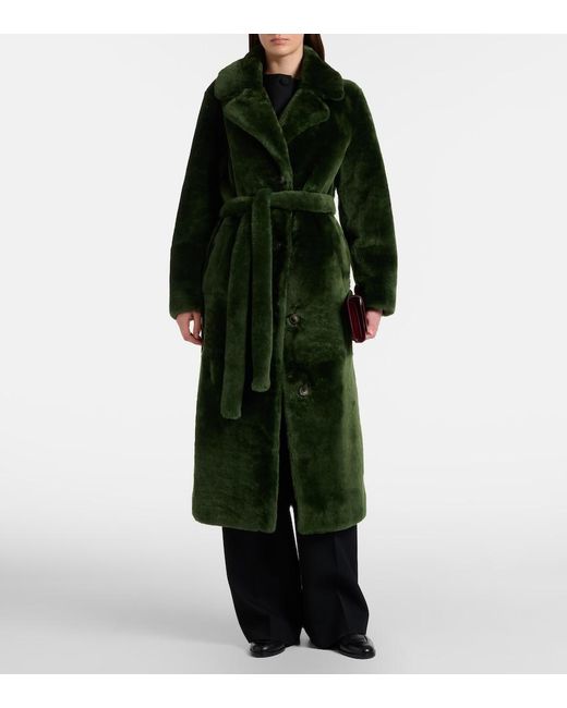 Yves Salomon Green Shearling Coat