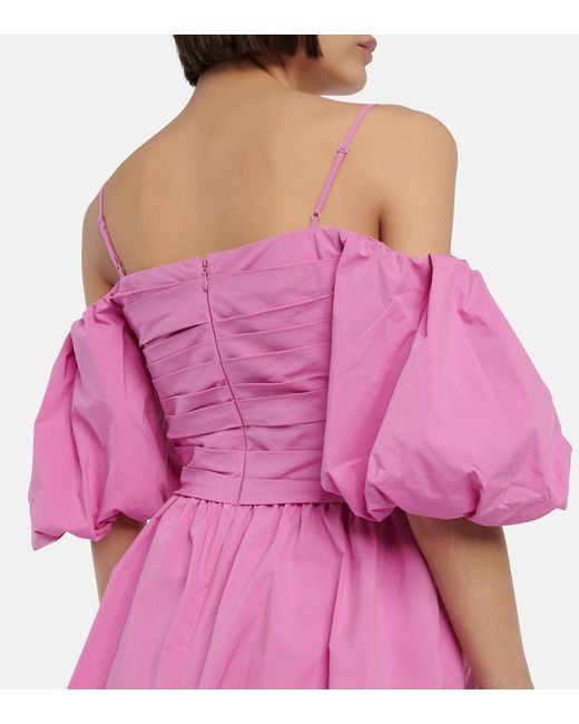 Jonathan Simkhai Pink Puff-Sleeve Off-Shoulder Minidress