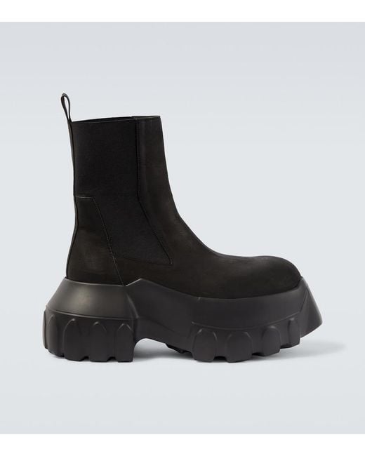 Rick Owens Black Beatle Mega Tractors Leather Chelsea Boots for men