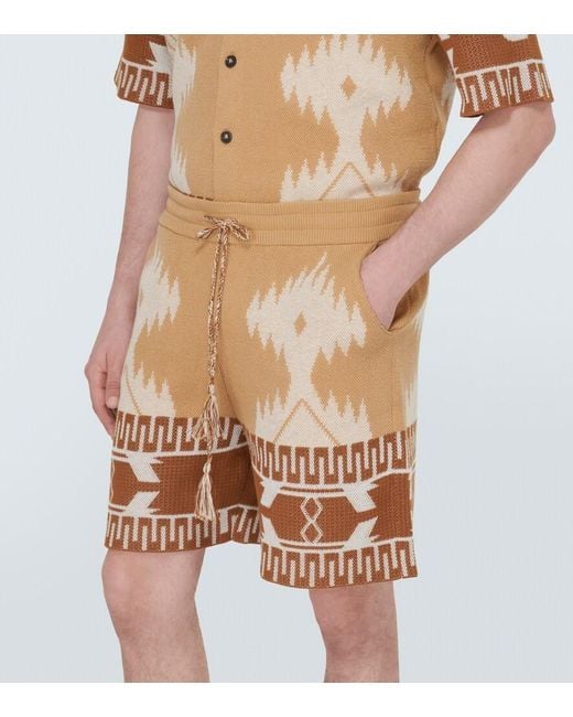 Alanui Natural Bermuda Shorts With Icon Piquet Pattern for men