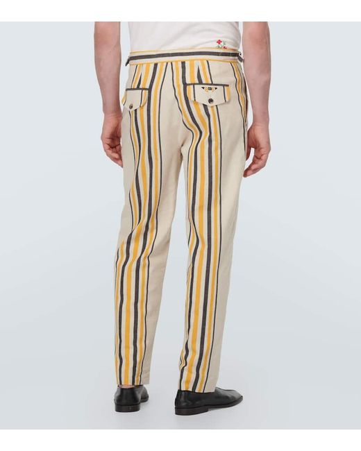 Pantaloni regular in cotone a righe di Bode in Metallic da Uomo