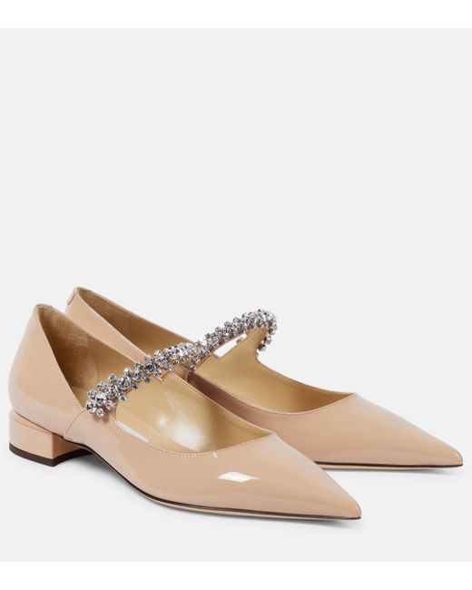 Jimmy Choo Natural Bing 25 Embellished Patent Leather Pumps