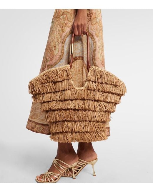 Zimmermann Brown Goldentime Medium Raffia Tote Bag