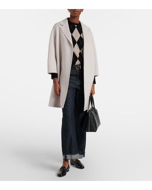 Max Mara Natural Arona Virgin Wool Wrap Coat