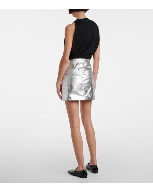 Junya Watanabe Gray Metallic-Effect Cotton Miniskirt