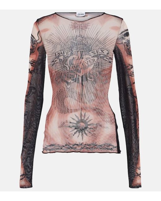 Jean Paul Gaultier Pink Tattoo Collection Top aus Tuell