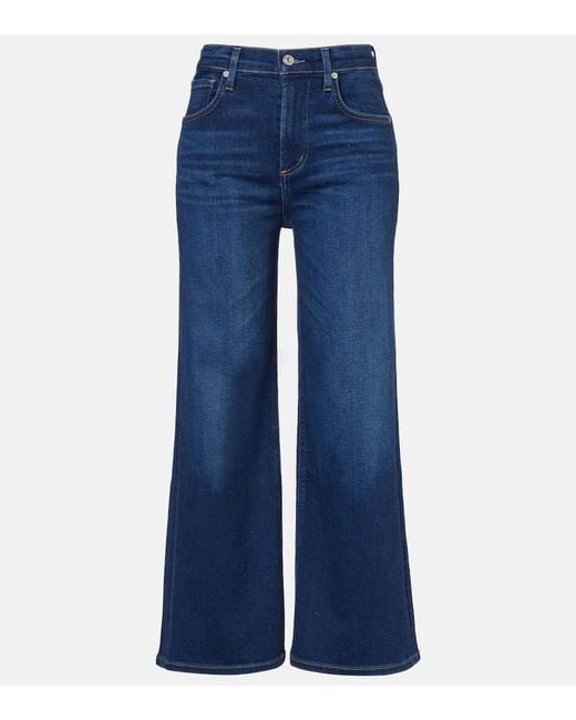 Citizens of Humanity Blue Lyra Cropped Wide-Leg Jeans