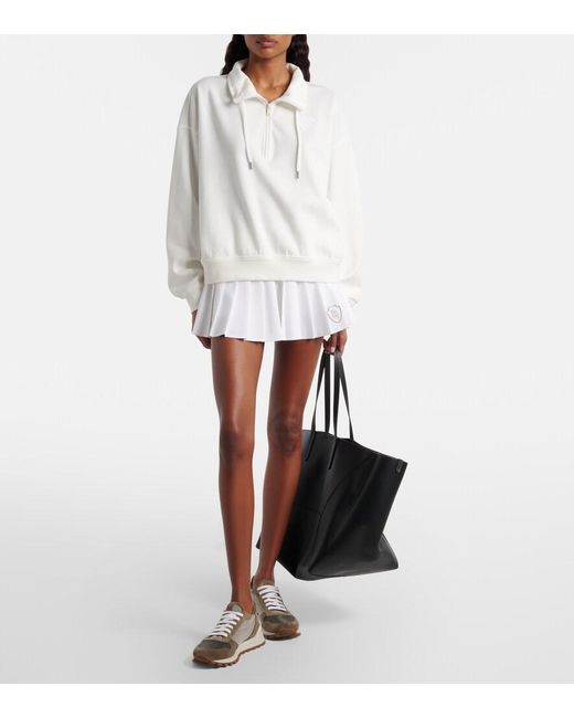 Brunello Cucinelli White Cotton-Blend Zip-Up Sweatshirt