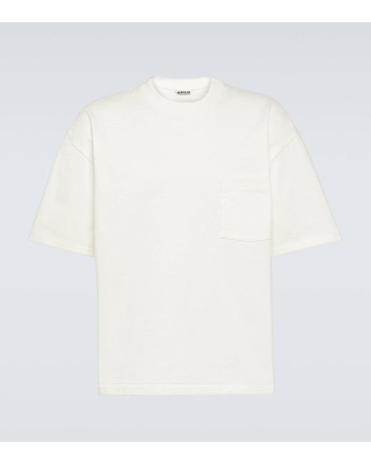 Auralee White Cotton Jersey T-shirt for men