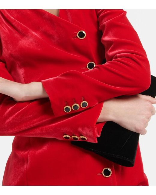 Alessandra Rich Red Velvet Midi Dress